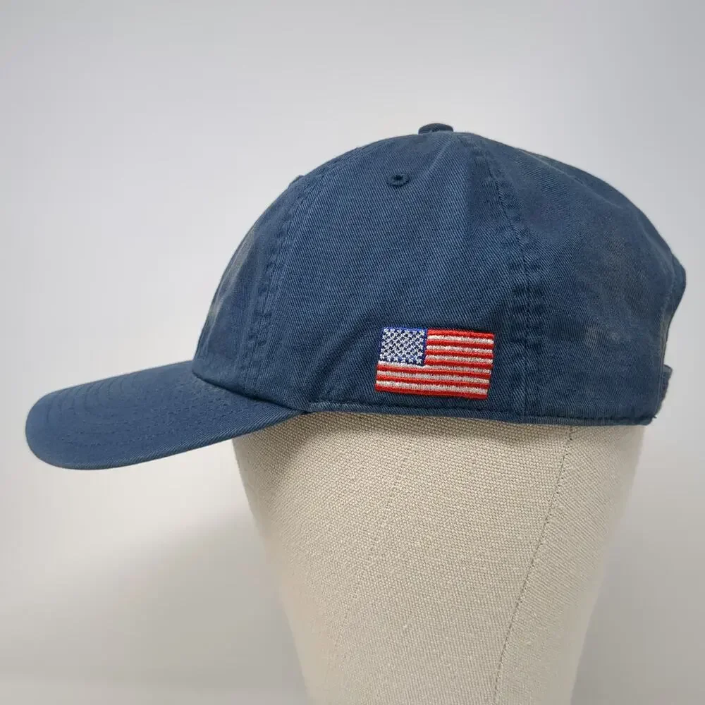 Adidas Baseball Cap Blue One Size American Flag Patch Slideback Strap Hat Logo
